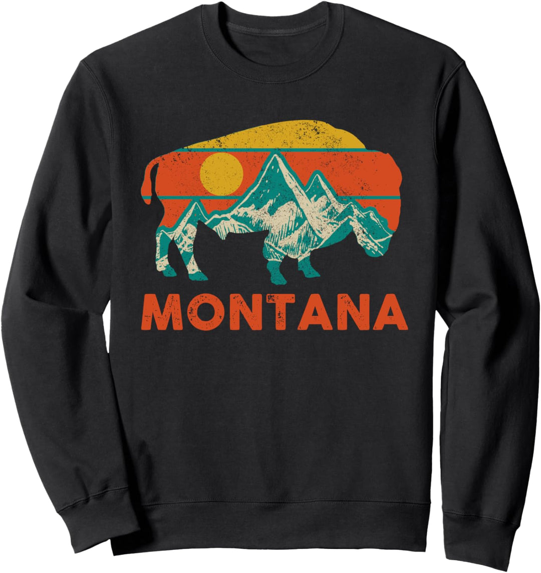 Montana Vintage Bison Büffel National Park Amerika Souvenir Sweatshirt