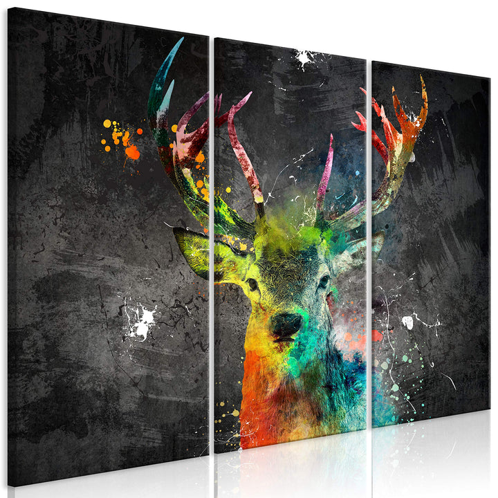 murando - Bilder Hirsch 120x80 cm Vlies Leinwandbild 3 Teilig Kunstdruck modern Wandbilder XXL Wandd
