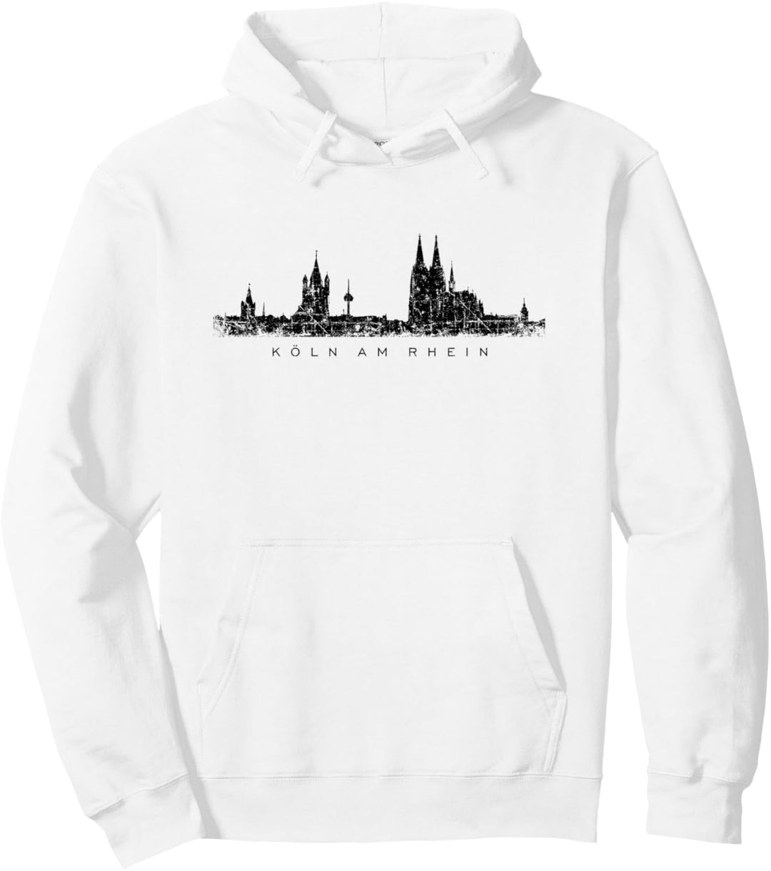 Kölner Skyline (Vintage Schwarz) "Köln am Rhein" Köln Pullover Hoodie
