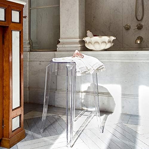 Kartell Charles Ghost, Hocker Medium, H. 65 cm, Weiss, 2er-Satz H. 65 Weissglänzend, H. 65 Weissglän