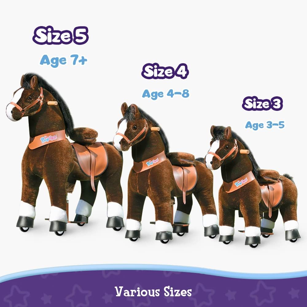 PonyCycle Offizielle Klassisch Modell U Reiten auf Pferd Spielzeug Plüsch Lauftier Dunkelbraunes Pfe