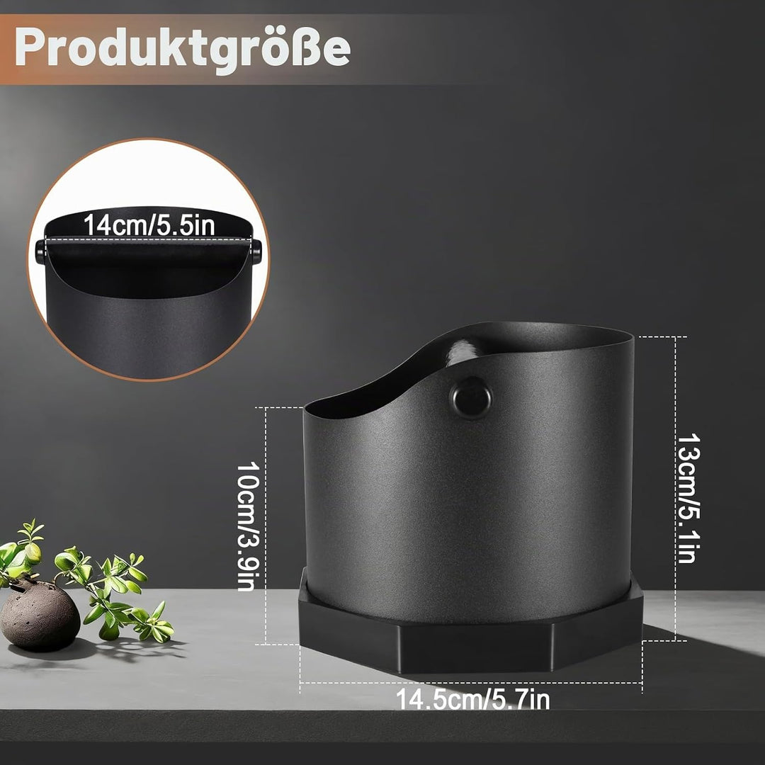 Abklopfbehälter für Siebträger Espresso, 1.6L Edelstahl Kaffee Knock Box mit Abnehmbarer Knock Bar &amp;