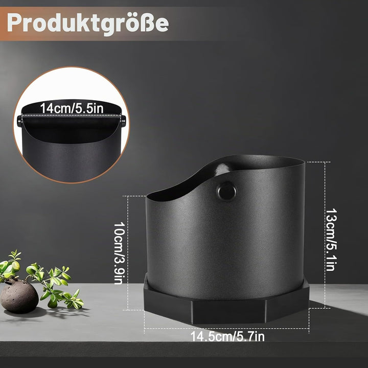 Abklopfbehälter für Siebträger Espresso, 1.6L Edelstahl Kaffee Knock Box mit Abnehmbarer Knock Bar &amp;