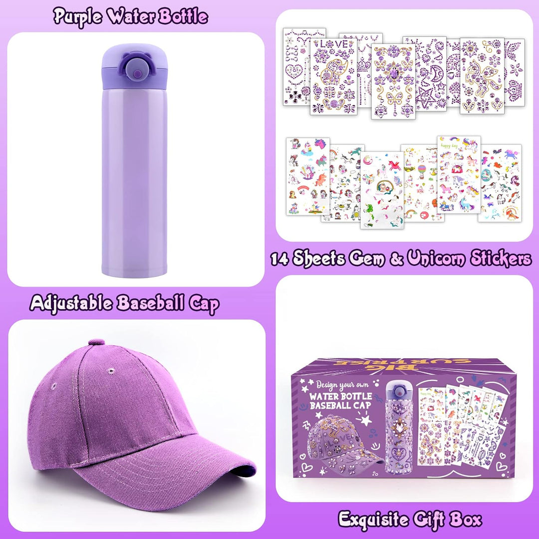 Weihnachten Geschenke für Mädchen DIY Trinkflasche und Baseballkappe, Selbst Gestalten mit Edelstein