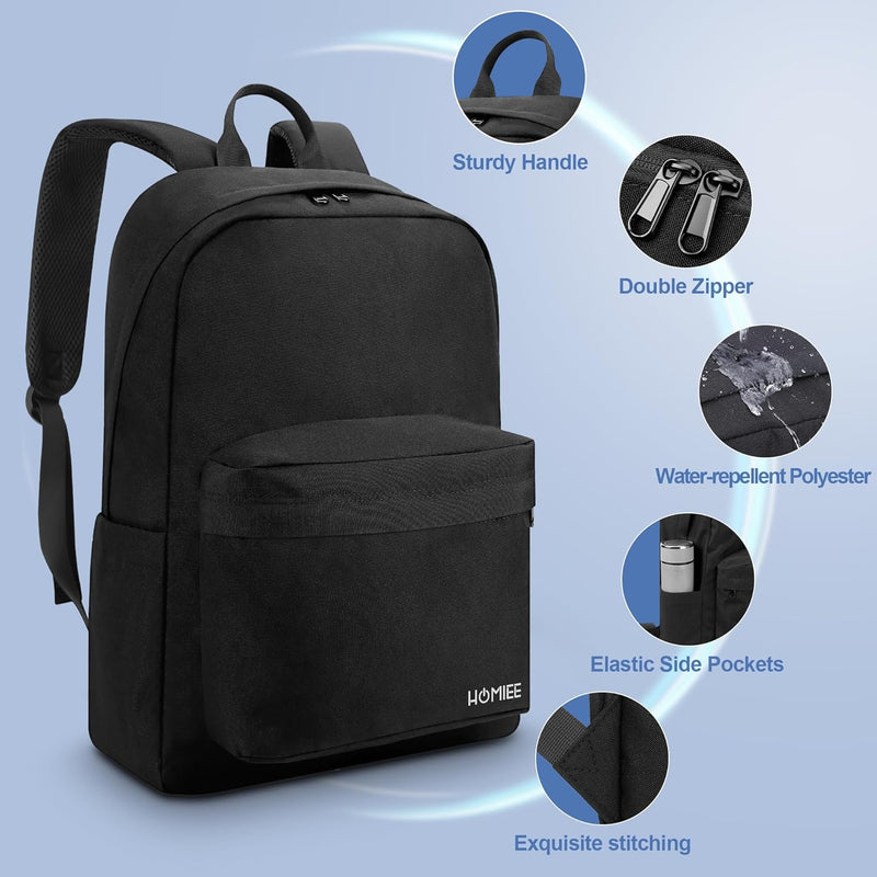 HOMIEE Schulrucksack Damen Herren Leicht Laptop Rucksack 17,3 Zoll mit Laptopfach Wasserdichter Lapt