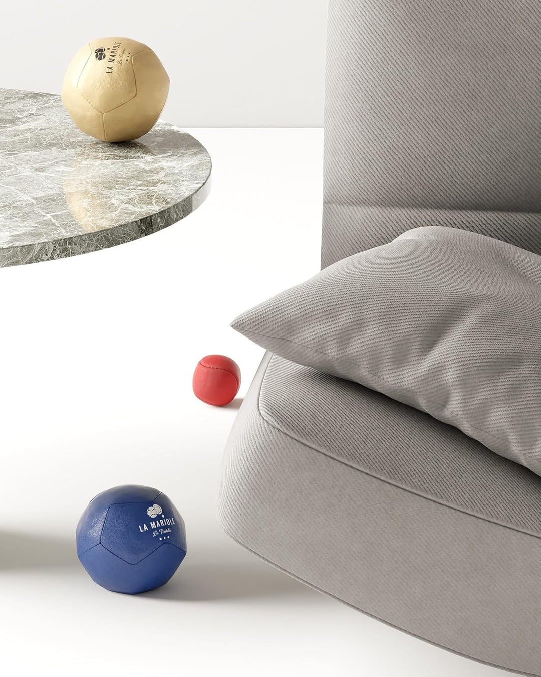 LA MARIOLE – Boccia-Kugeln für alle Terrain Innen und Aussen – Offizielles Pack V4 Blau und Grau, Bl