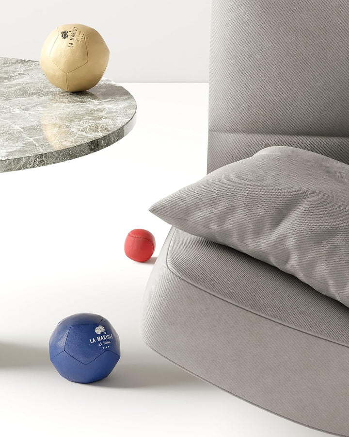 LA MARIOLE – Boccia-Kugeln für alle Terrain Innen und Aussen – Offizielles Pack V4 Blau und Grau, Bl