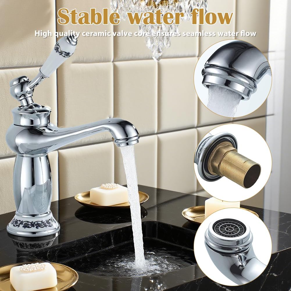 Bad Wasserhahn Retro, Messing Mischbatterie Waschbecken Armaturen, Waschtischarmatur Wasserhahn Bad