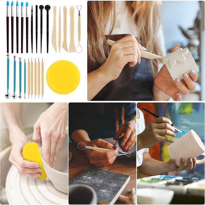 MXTIMWAN 24 Stück Modellierwerkzeug Ton Set, Polymer Clay Sculpting Tools, Keramik Sculpting Ton Wer
