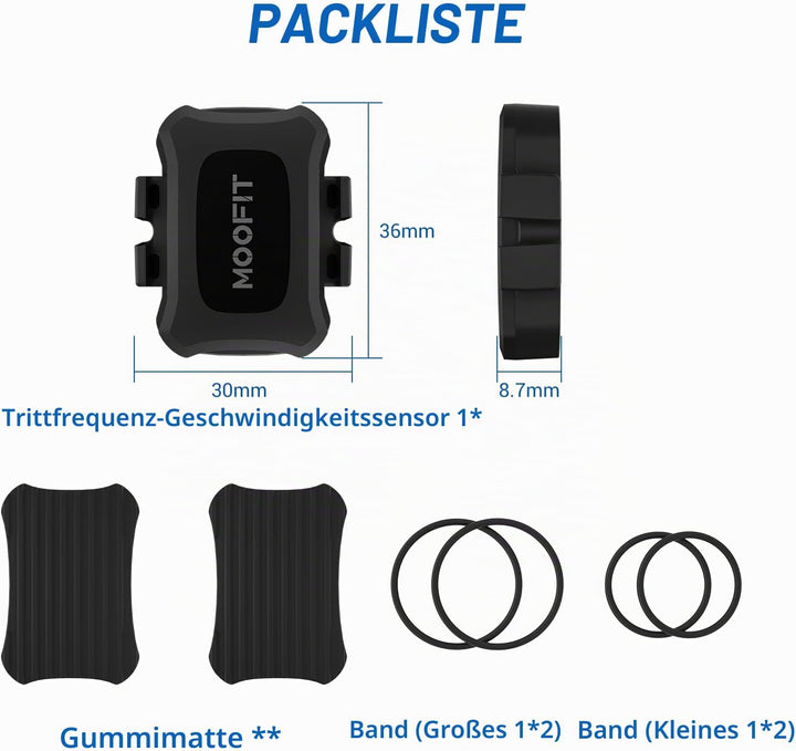 moofit CS9 Geschwindigkeitssensor und Trittfrequenzsensor,Bluetooth &amp; ANT+, Kabelloser Fahrraddrehza