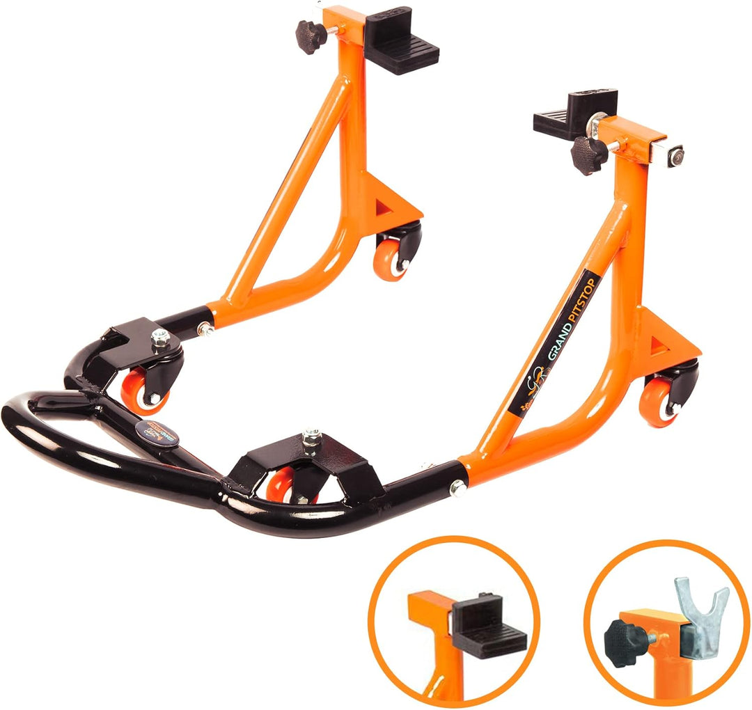 Grand Pitstop Universal Adjustable Rear Paddock Stand for Motorcycle with Swingarm Rest (360° Disman