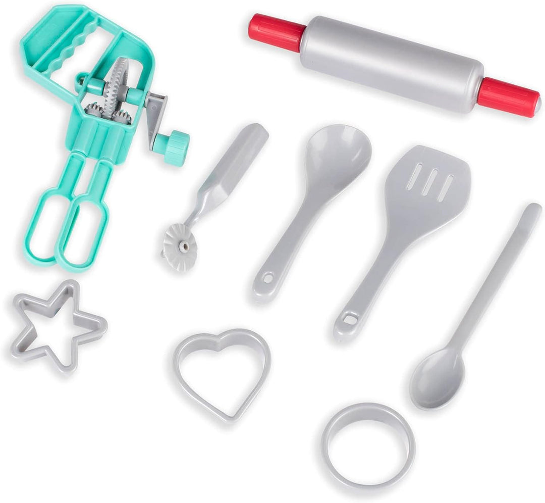 Battat Deluxe Küchenset, Kinderküche Zubehör Geschirr Set und Topfset Teller, Tassen, Besteck – Kind