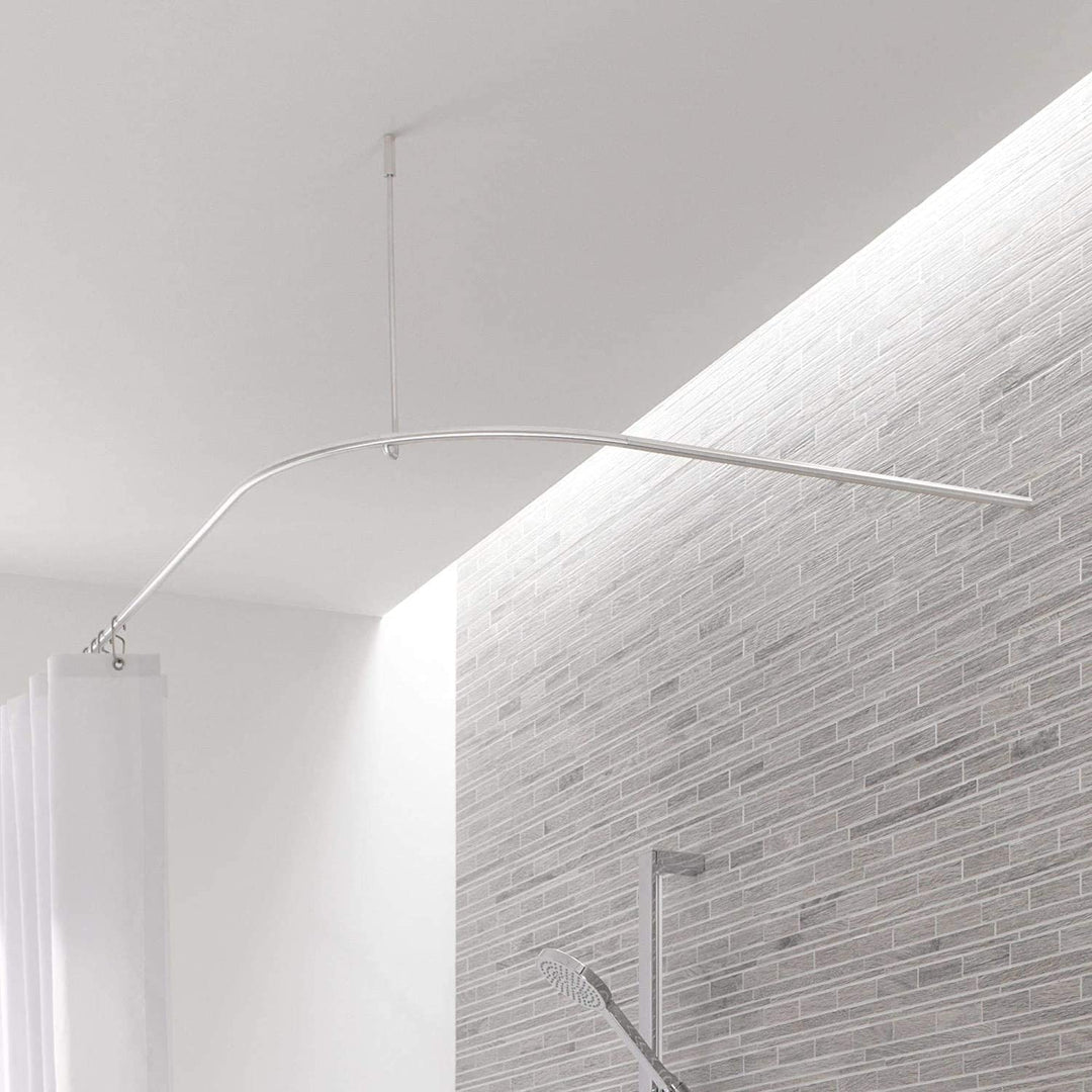 PHOS Design, DSB300-1000 Viertelkreis Duschvorhangstange 100 x 100 cm, Bogenradius 30 cm, Edelstahl