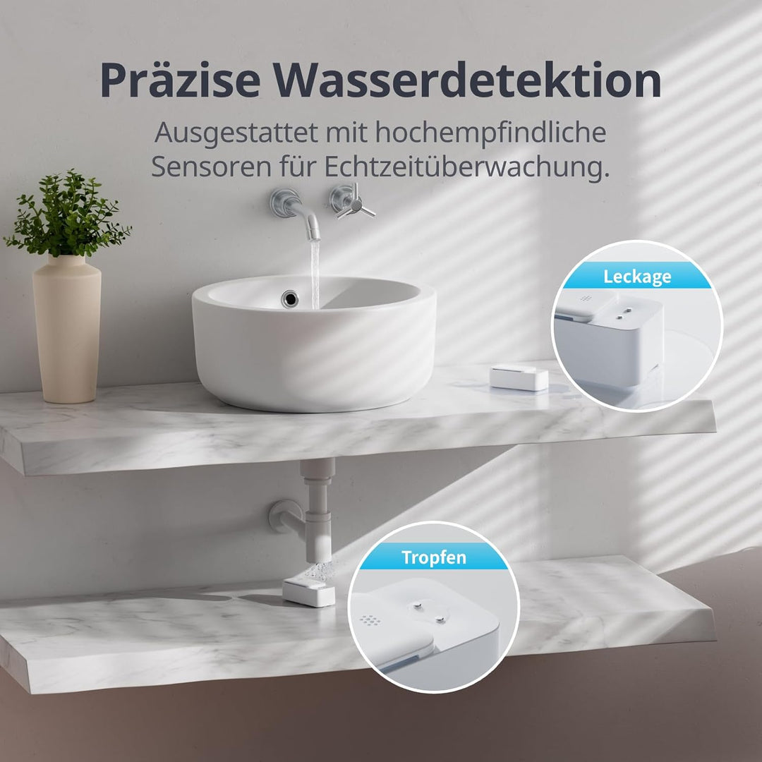 SwitchBot WLAN Wassermelder 3er Pack, Smart Wassersensor, 100dB Einstellbarer Alarm&App-Benachrichti