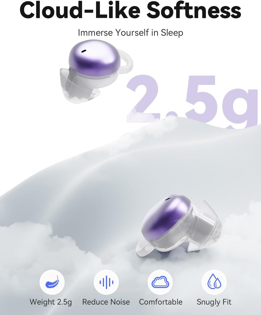 MONODEAL Schlafkopfhörer Bluetooth 5.4 Sleep Earbuds, Weiche Kopfhörer Schlafen Sleepbuds, Unsichtba