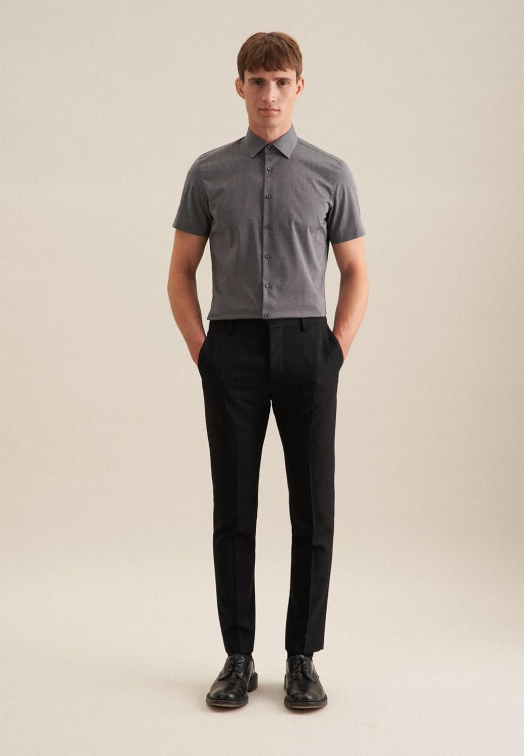 Seidensticker Herren Men Slim Shortsleeve Cotton Businesshemd (1er Pack) 36 Dunkelgrau(666261), 36 D