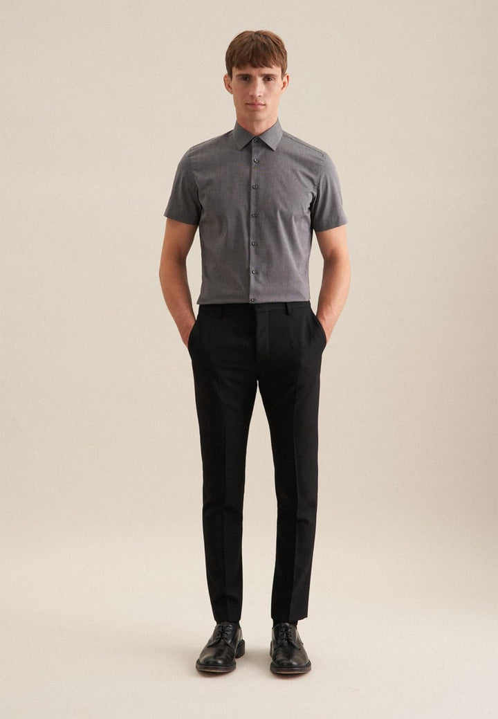 Seidensticker Herren Men Slim Shortsleeve Cotton Businesshemd (1er Pack) 36 Dunkelgrau(666261), 36 D