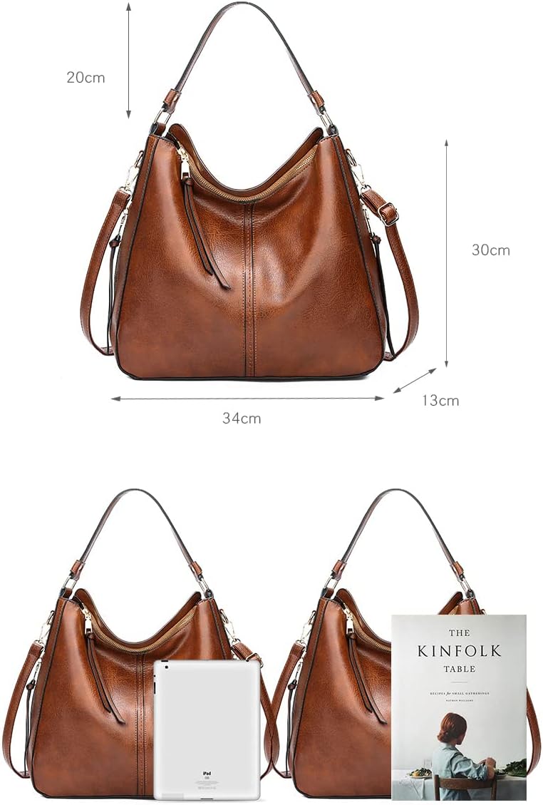 Kris Anna Damen Hobo Eimer Schultertasche aus PU Leder Braun EINWEG, Braun