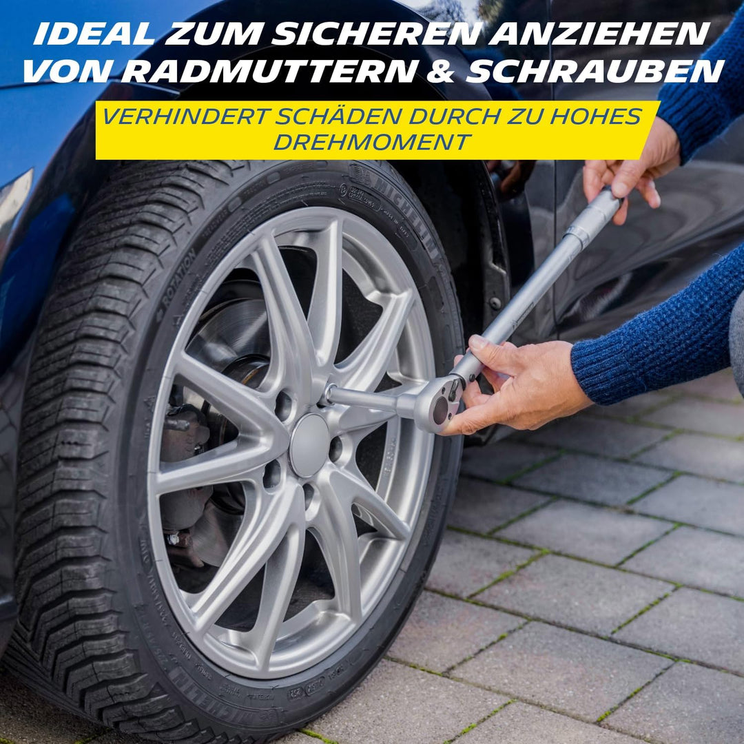 MICHELIN Drehmomentschlüssel MTW 210 Auto | Drehmoment 42 bis 210 Nm | Inkl. Stecknüssen, Adapter un