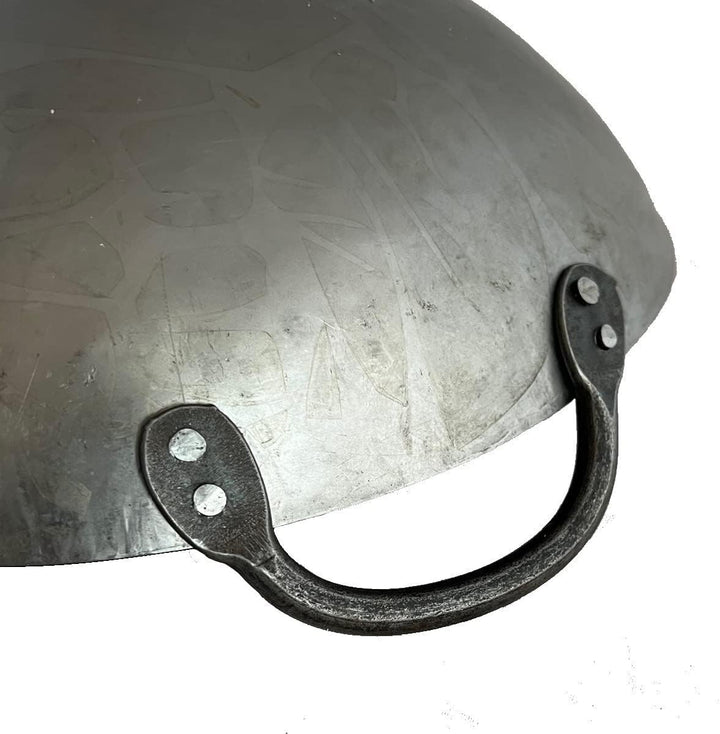 Wok ca. 31 cm Ø mit 2 Griffen/Henkeln und rundem Boden für Gas, Gastronomie, Wokpfanne