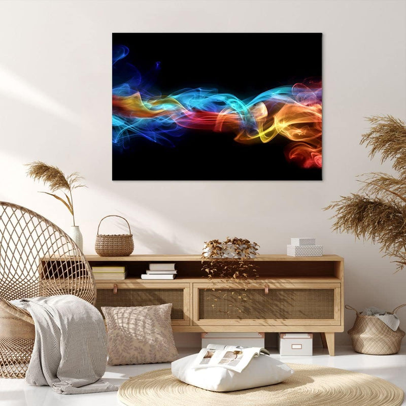 Bilder auf Leinwand 100x70cm Leinwandbild Abstrakt luft bunt figur Gross Wanddeko Bild Schlafzimmer