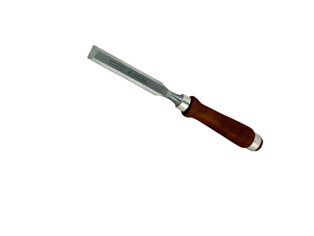 ULMIA Stechbeitel 18 mm mit braunem Griff Gesamtlänge 300 mm inklusive dunklem Holzheft, 167-18