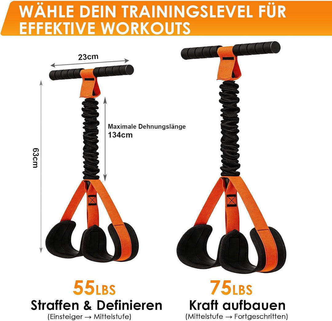 TOMSHOO Pedal Widerstandsbänder mit Griff, Multifunktions Bauchtrainer für Zuhause, Bodybuilding Exp