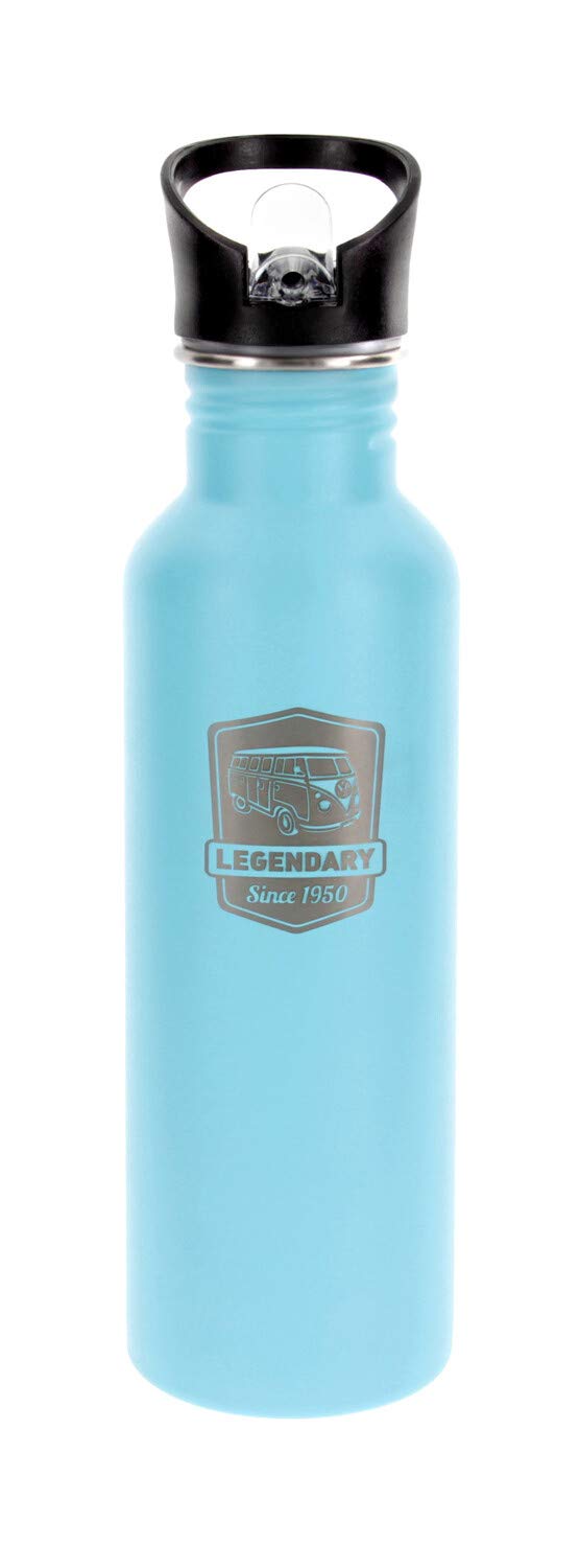 BRISA VW Collection - Volkswagen Edelstahl Trink-Flasche mit Schriftzug & Vintage Logo im T1 Bus Des