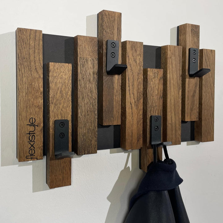 FLEXISTYLE Kleiderhaken Wand Wandgarderobe Flurgarderobe Garderobe Flur Holz Eiche design Lamellen p