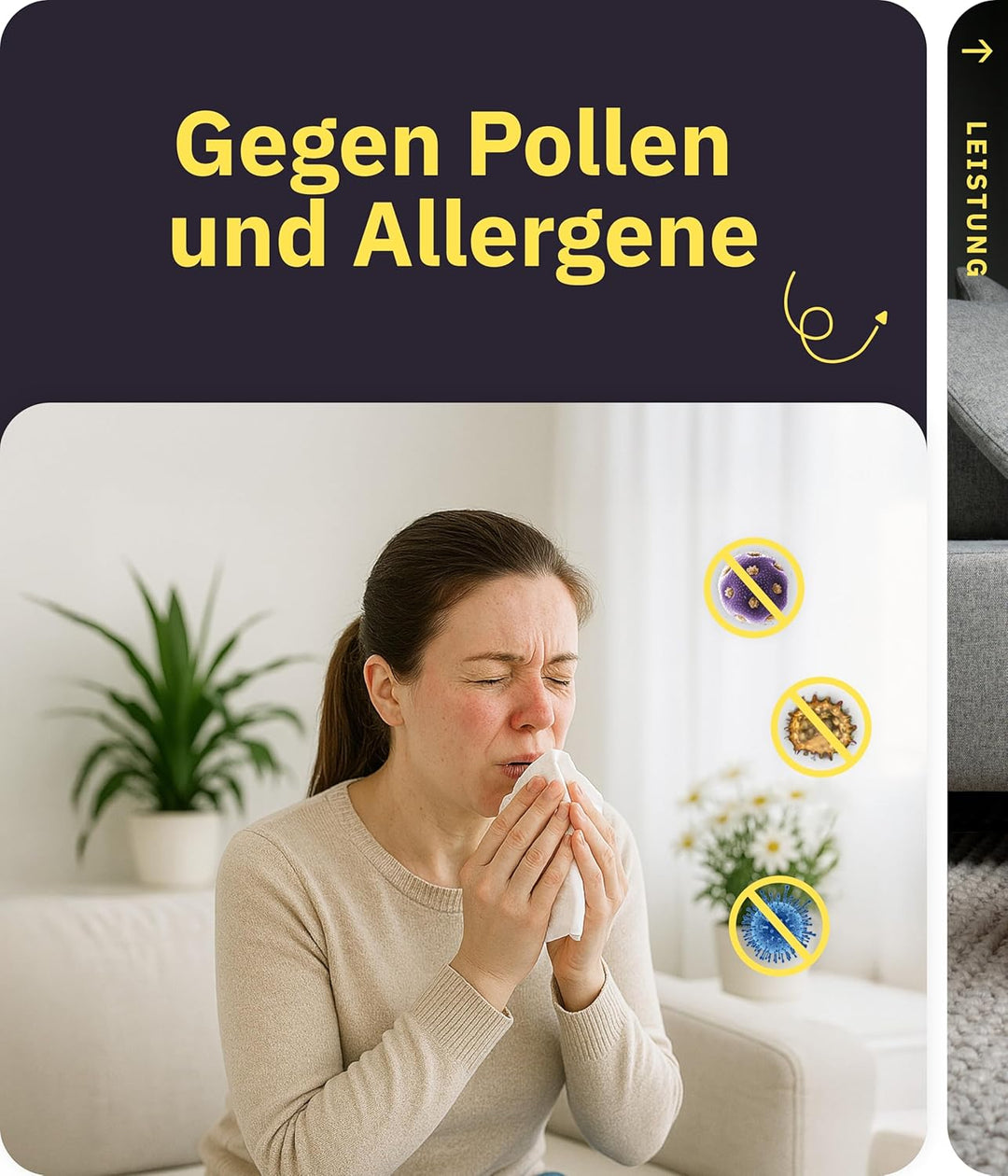 Luftreiniger Allergiker 360° HEPA-Filter Pet entfernt 99,99% der Tierhaare, Staub & Pollen I 300 CAD