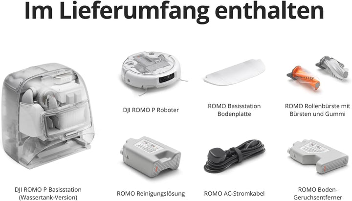 DJI ROMO P mit Zubehörset, Saugroboter mit Wischfunktion, 25.000 Pa Saugkraft, Hinderniserkennung au