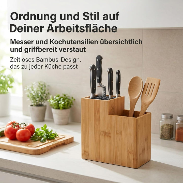 Presar Bambus Messerblock ohne Messer - Holz Messerhalter & Organizer für Küchenmesser, Besteck, Koc