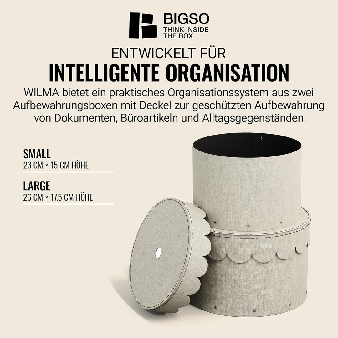 BIGSO WILMA 2er-Set runde Aufbewahrungsbox mit Deckel – Ordnungsbox mit Deckel für Kleidung, Spielze