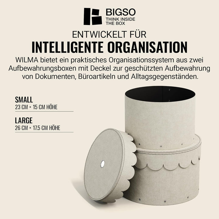 BIGSO WILMA 2er-Set runde Aufbewahrungsbox mit Deckel – Ordnungsbox mit Deckel für Kleidung, Spielze