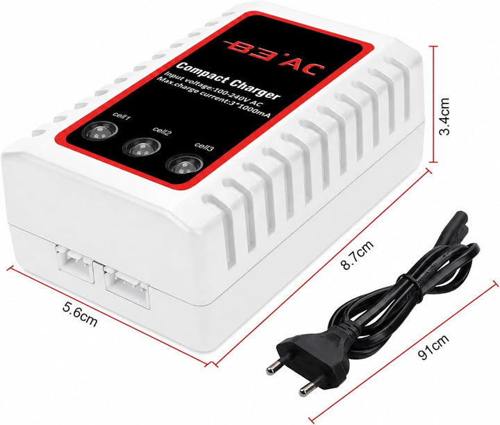 Haisito B3 Lipo Ladegerät für 2S 3S Akku (7.4V, 11.1V), Kompaktes Airsoft-Schnellladegerät (100-240V