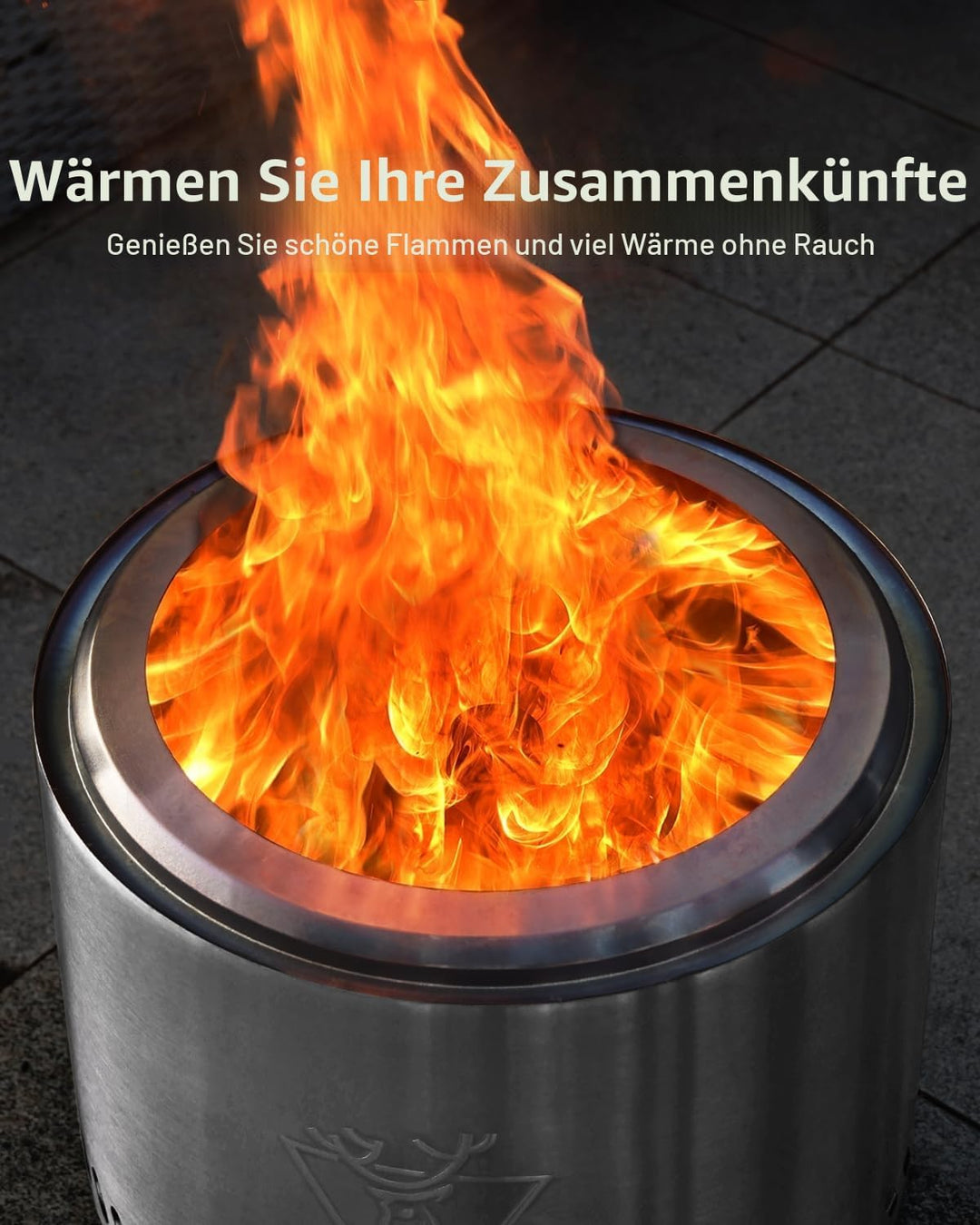 Generic Rauchfreie Feuerstelle 19 Zoll, Tragbare Kamine für Camping auf der Terrasse im Freien, Feue