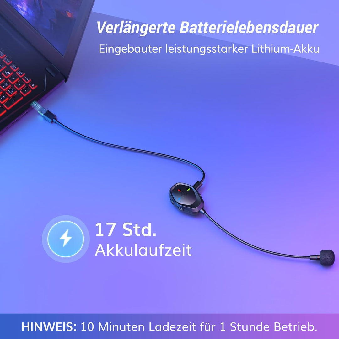 TONOR Kabellos ModMic Kompatibel mit PS4/PS5, Rauschunterdrückung/EIN-klick-Mute/USB-Aufladbar, Abne