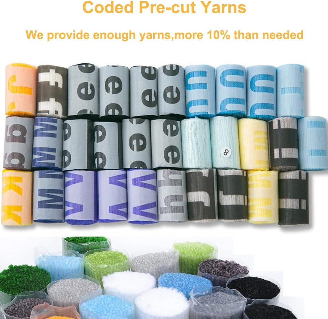 YOOTOM Knüpfteppich Zum Selber knüpfen, Knüpfsets Latch Hook Kit Selbst Knüpfen Set für Kinder und E