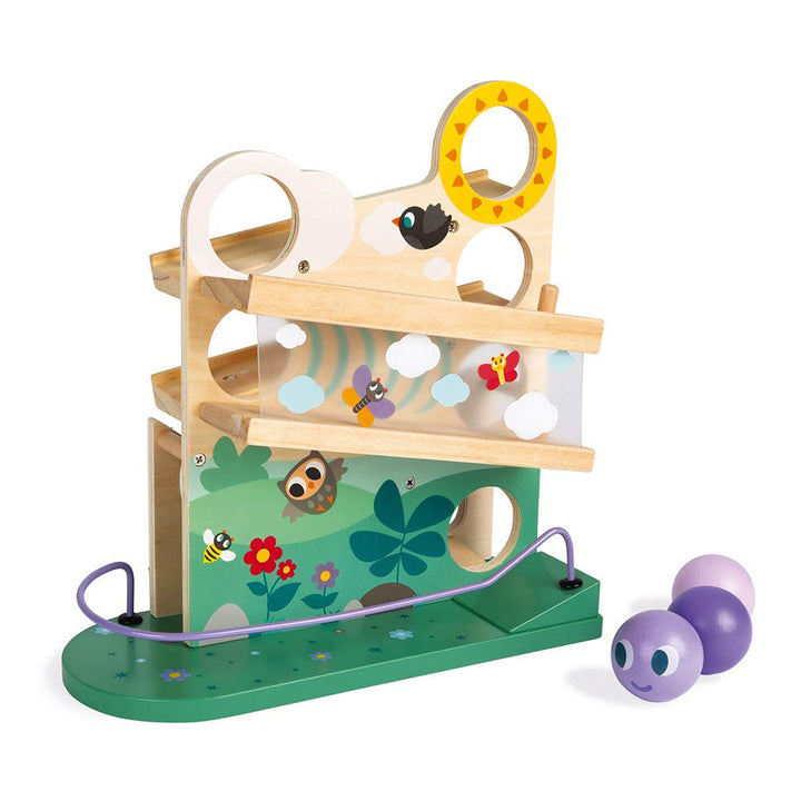 Janod - Wooden Caterpillar Ball Track - Toddler Manipulation and Dexterity Toy - For children from t