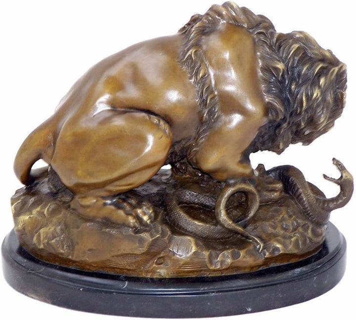 Kunst & Ambiente - Antoine-Louis Barye - Lion and Serpent - Löwe mit Schlange - signiert - Skulptur