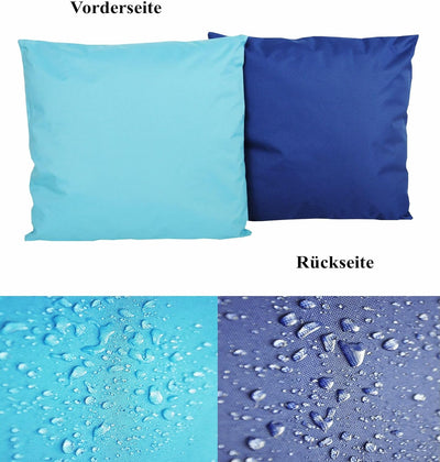 JACK 4X 2-farbiges Wende Outdoor Lounge Kissen 45x45cm Dekokissen inkl. Füllung Wasserfest Sitzkisse