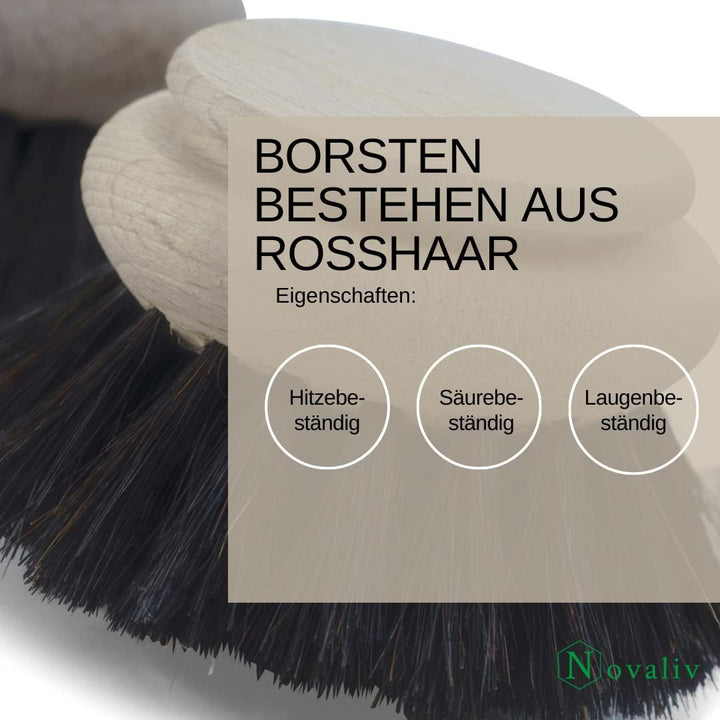 Novaliv 4X Ersatzbürste I Rosshaar I gross I Wechselkopf Abwaschbürste Küchenbürste Mixtopf Bürste S