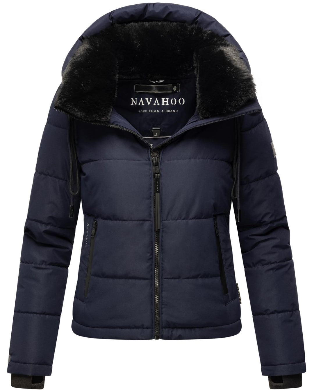 Navahoo Damen Winterjacke Steppjacke warm mit Abnehmbarer Kapuze und Kunstfellkragen Mit Liebe XIV X