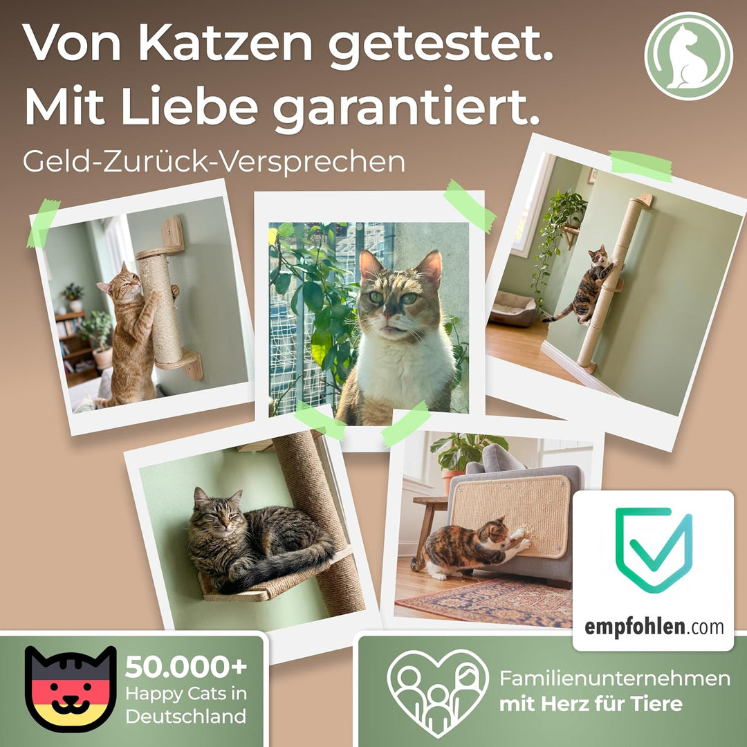 WOOWOOD Kratzmatte Katze für Wand 2er Set, 60x25 cm, Sisal, Beige-Natur | Sisal, 2er Set je 60x25 cm
