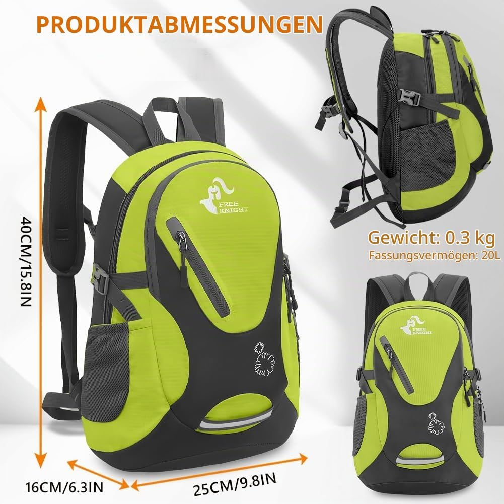 flintronic Wanderrucksack Klein Damen Herren, 20L Faltbarer Rucksack Ultraleicht für Kinder, Wasserd