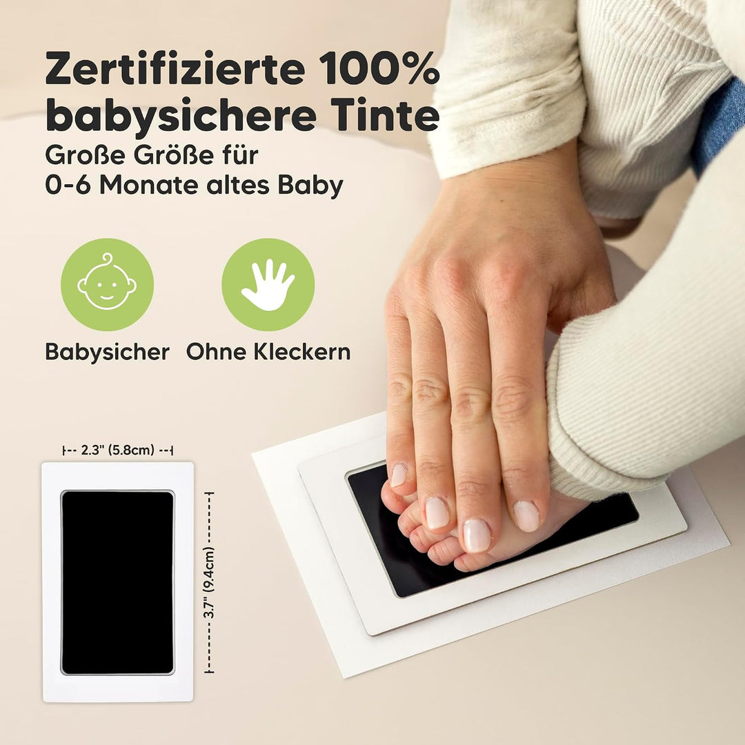 KeaBabies Tintenloses Baby Handabdruck und Fussabdruck set (Ash Wood) | No Mess Tintenauflage für Ba