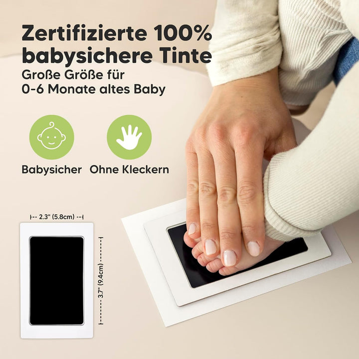KeaBabies Tintenloses Baby Handabdruck und Fussabdruck set (Ash Wood) | No Mess Tintenauflage für Ba