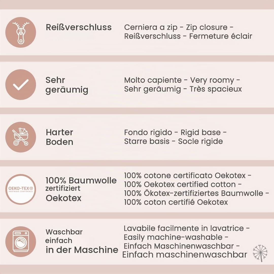 MIMUSELINA Kinderwagen Organizer mit grossem Fassungsvermögen Kinderwagentasche mit + 7 Fächern - Wi