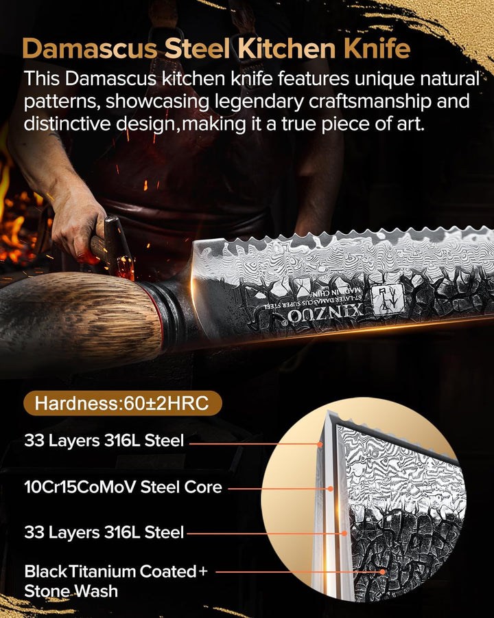 XINZUO 21,5cm Brotmesser Handgeschmiedet 67 Schichten Damaststahl Tortenmesser -Profi Scharfe Küchen