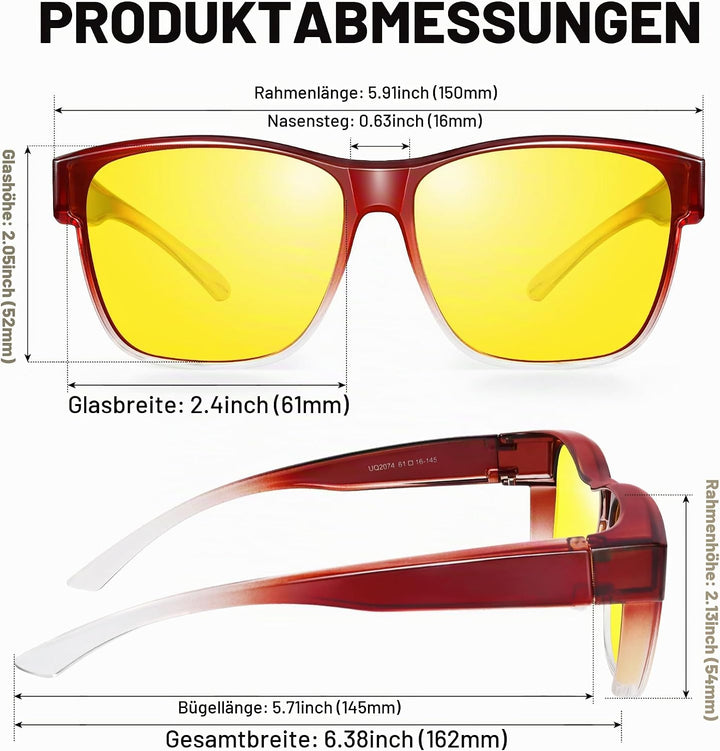 URUMQI Nachtsichtbrille für Autofahrer, Nachtfahrbrille Nachtbrille zum Autofahren Damen Herren, Aut